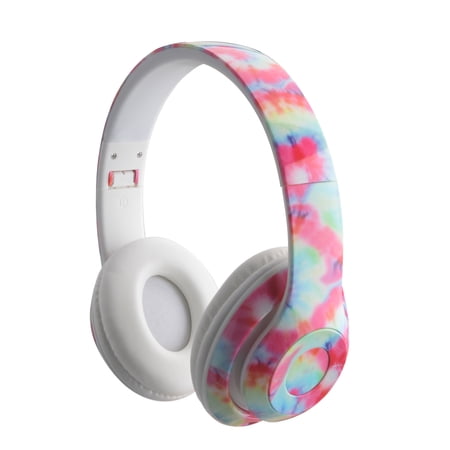 Bluetooth Headphones - Foldable Bluetooth Headset - Lightweight Headphones - Adjustable On-Ear Headphones - Fashion Bluetooth Headphones with Microphone (Tye Dye)