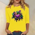 thumbnail image 2 of YUGYXL Fashion 3/4 Sleeve Shirts for Women Novelty Mardi Gras Printed Clothes Summer Crew Neck Soft Tunic Tees Celebration Carnival Party Tops Sales, 2 of 5