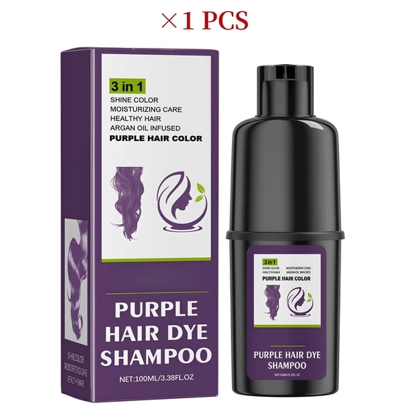 Hair Dye Shampoo for Gray Hair, Herbal Shampoo, Gray Covering Shampoo for Women & Men （Purple）