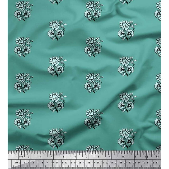 Soimoi Toile de Voile de Coton Bloc Floral Tissu Imprimé 1 Yard 42 Inch Wide