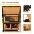 thumbnail image 3 of Wooden Rabbit Hutch Indoor Outdoor Rabbit Cage with Two Removable Trays Bunny Cage on Wheels Guinea Pig Cage 2 Story, 3 of 11