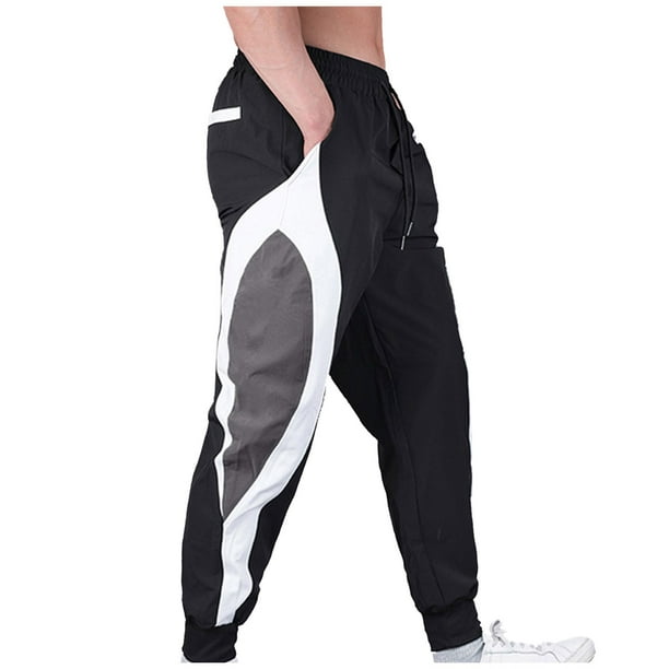 PMUYBHF Male Black Sweatpants Men Baggy Wide Leg Men's Casual Color Block  Jogging Mid-Waist Pants Sports Drawstring Pants With Pockets Loose Fit  Jeans