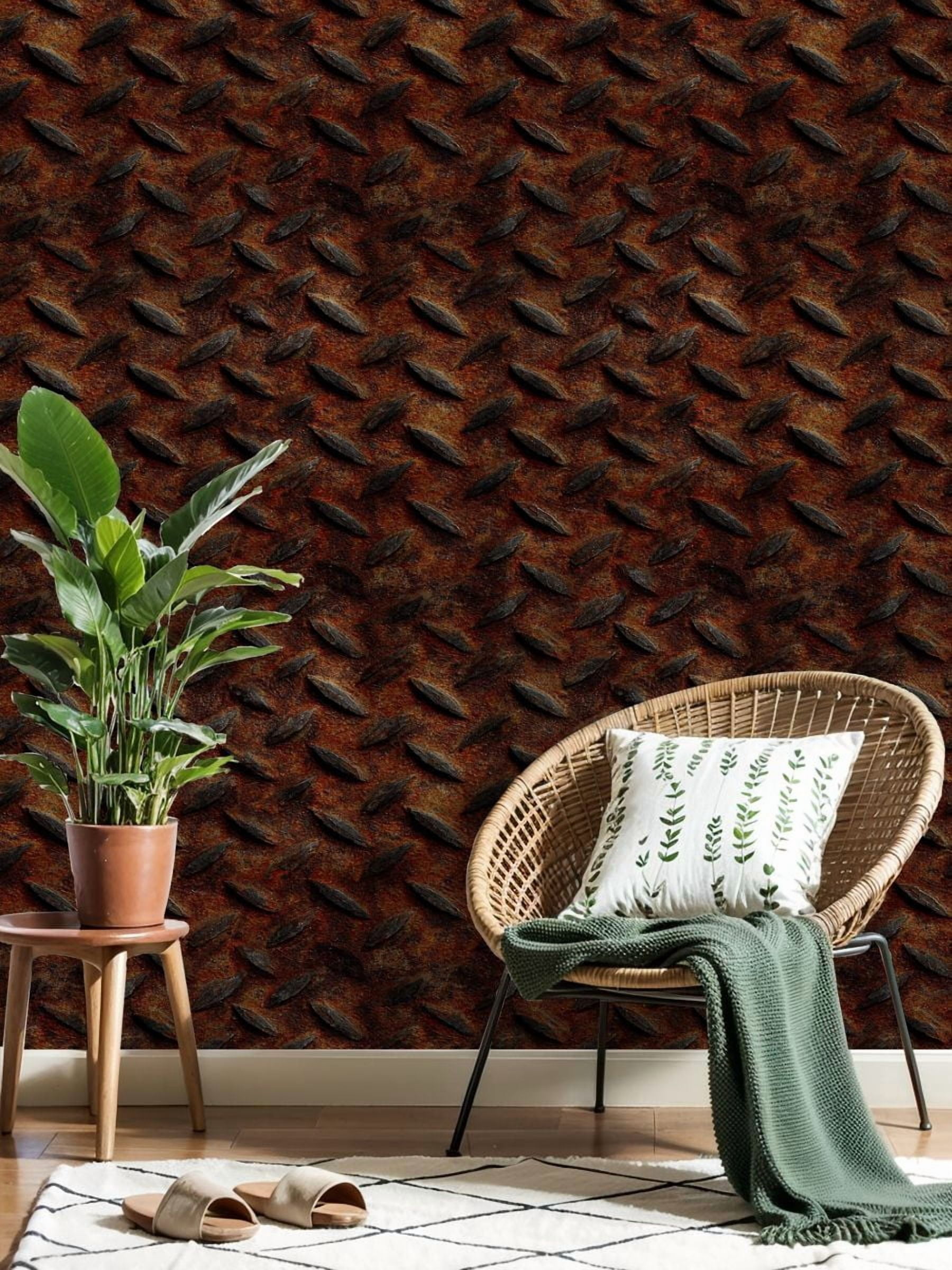 Industrial Peel and Stick Wallpaper 17.7in x 9.8ft Rustic Plate Metal Texture Industrial Contact Paper Vinyl Waterproof Self Adhesive Wall Paper for Bedroom Shelf Cabinet Renter Friendly