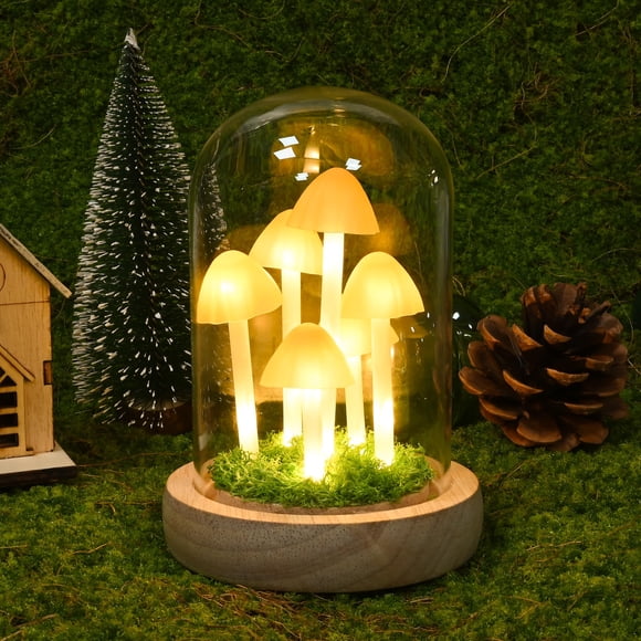 Luz nocturna QUELIEN con forma de cúpula de cristal en forma de hongo LED blanco cálido