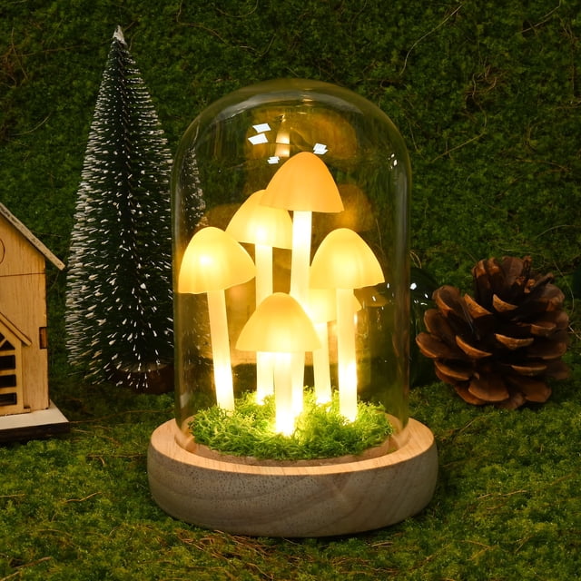 Luz nocturna QUELIEN con forma de cúpula de cristal en forma de hongo LED blanco cálido