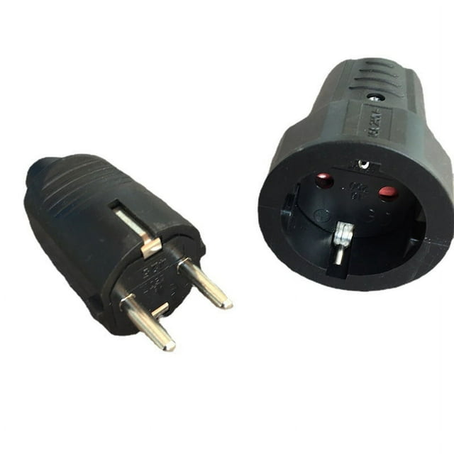 Jinsinto 3 Pin Plug and 3 Female Plug, 2 Pin Electrical Plug Electrical Plug with Rubber Waterproof Electrical Socket Male Plug,black,5.9*3.6,9*5.2cm