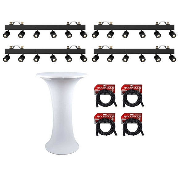 (4) Chauvet DJ Pinspot Bar DMX (24) Independant Pinspot Lights Club Table Cables