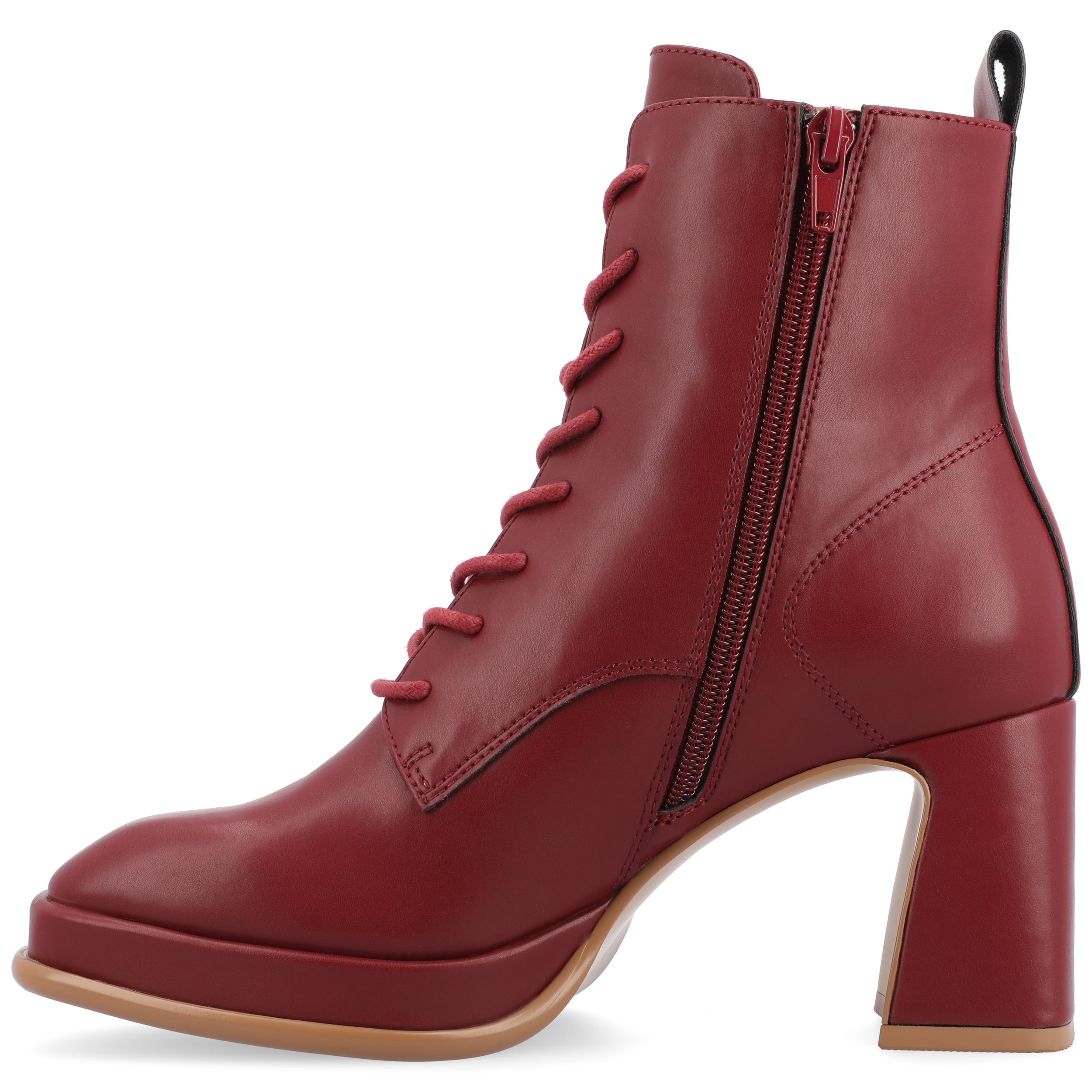 Journee Womens Kalindi Lace Up and Zip Entry Square Toe Booties, Widths Available