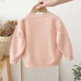 thumbnail image 4 of IVEYRTF Girls Floral Knit Button Cardigan Sweater Big Lapel Open Front Coat Soft Cozy Warm Outerwear for Toddler Kids Everyday Wear Casual Outfit(Pink#1,4-5 Years), 4 of 7
