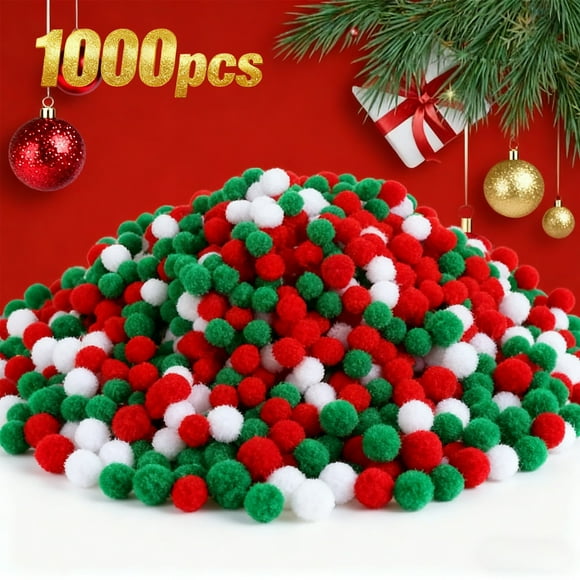 1000PCS 1.5cm Christmas Bulks Red Green White Soft Decorative Balls, Soft Decorative Balls, DIY Crafts Holiday Tree Ornaments Decorations, Bulk Christmas Balls, Red Green White Balls, Soft Texture,