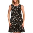 thumbnail image 1 of Fotbe Flower Pattern On Black Vestido de Verano sin Mangas para Mujer – Vestido Midi Línea A, Estilo Camiseta Floral, Vestido Playero Casual y Fluido, 1 of 7