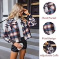 thumbnail image 4 of Weardear Women's Cropped Casual Jacket Flannel Fall Outwear Jacket Plaid Button Down Coat, 4 of 5