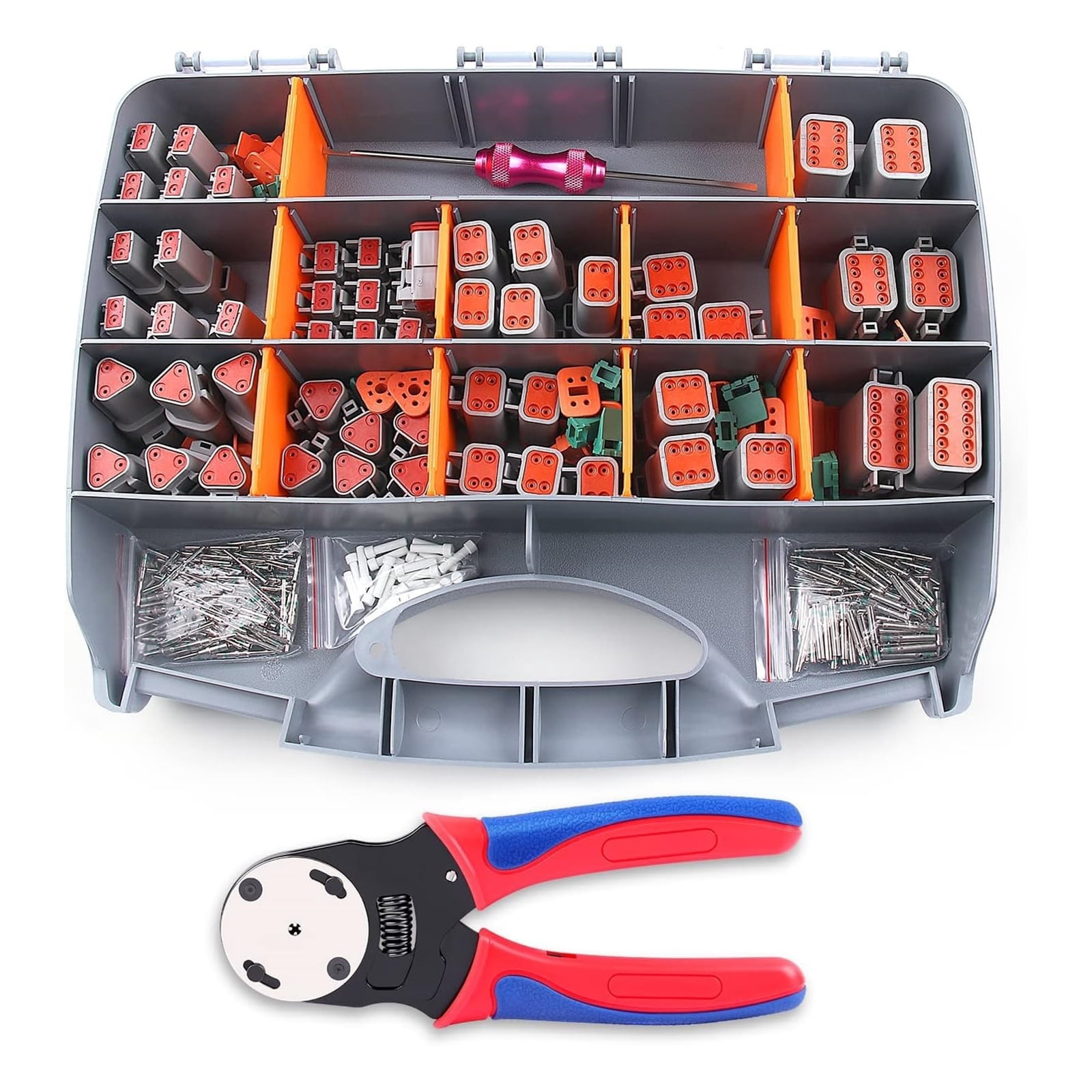 338Pcs Deutsch Connector Set 2/3/4/6/8/12Pin Connectors, Deutsch Crimping Tool, Removal Tool Waterproof