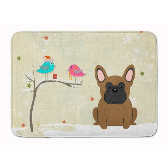Christmas Presents between Friends French Bulldog - Brown Machine Washable Memory Foam Mat