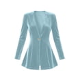 thumbnail image 6 of Yyeselk Women Open Front Velour Cardigan Coat Long Sleeve Button Down Tunic Blazer Cardigans Slim Fit Trendy Elegant Outerwear Light Blue M, 6 of 6