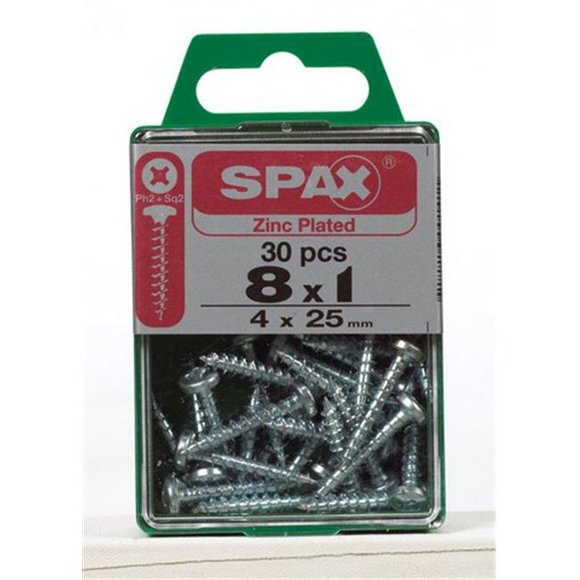 Spax 4111010400252 Vis Métallique Multi-Matières de 8 x 1 Po - 30 par Pack - Pack de 5