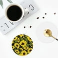 thumbnail image 5 of Kll Round Shape Drink Coasters Set Of 4,Pu Leather Absorbent Coasters Set Decorative Coffee Cup Coasters Housewarming Gift For Home Decor-Sunflowers In Vintage, 5 of 9