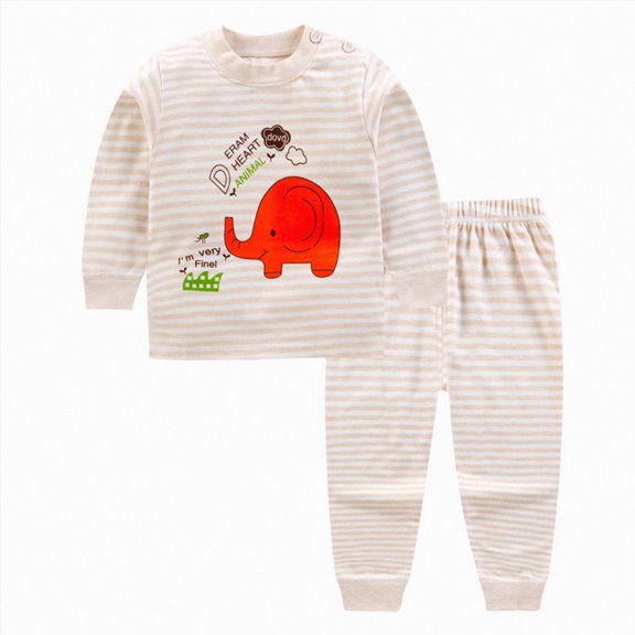 masbird Little Boy Girl Space Pajama Set Cotton Dinosaur Sleepwear Long Sleeve Pjs 6-12 Months 12-24 Months 2t 3t 4t 5t 6t 7t 8t 9t(Beige,3-6 M)