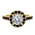 thumbnail image 4 of Round Brilliant Diamond Engagement Ring Black diamond Halo Rings 14K Gold 1.00 Carat (F,VS1), 4 of 5