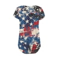 thumbnail image 4 of Itsame 4th of July Shirts Women Independence Day Short T-Shirt Sleeve American Flags Printed Short Sleeve Top, V-Neck Blue, 4 of 6