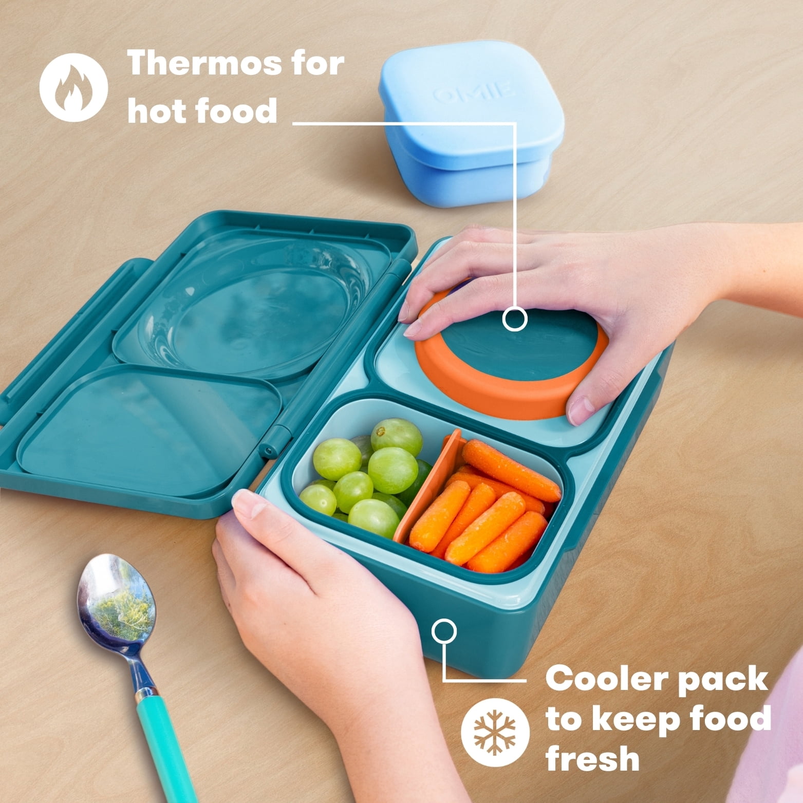 OmieBox UP is an Insulated Bento Lunch Box with a 12oz Thermos - Teal Green by OmieLife