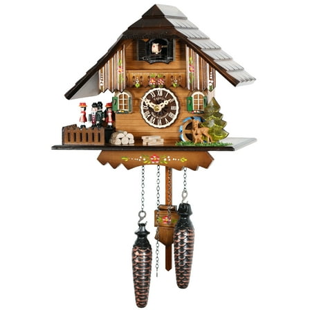 Quartz Cuckoo Clock Black forest house with music, turning dancers EN 423 QMT
