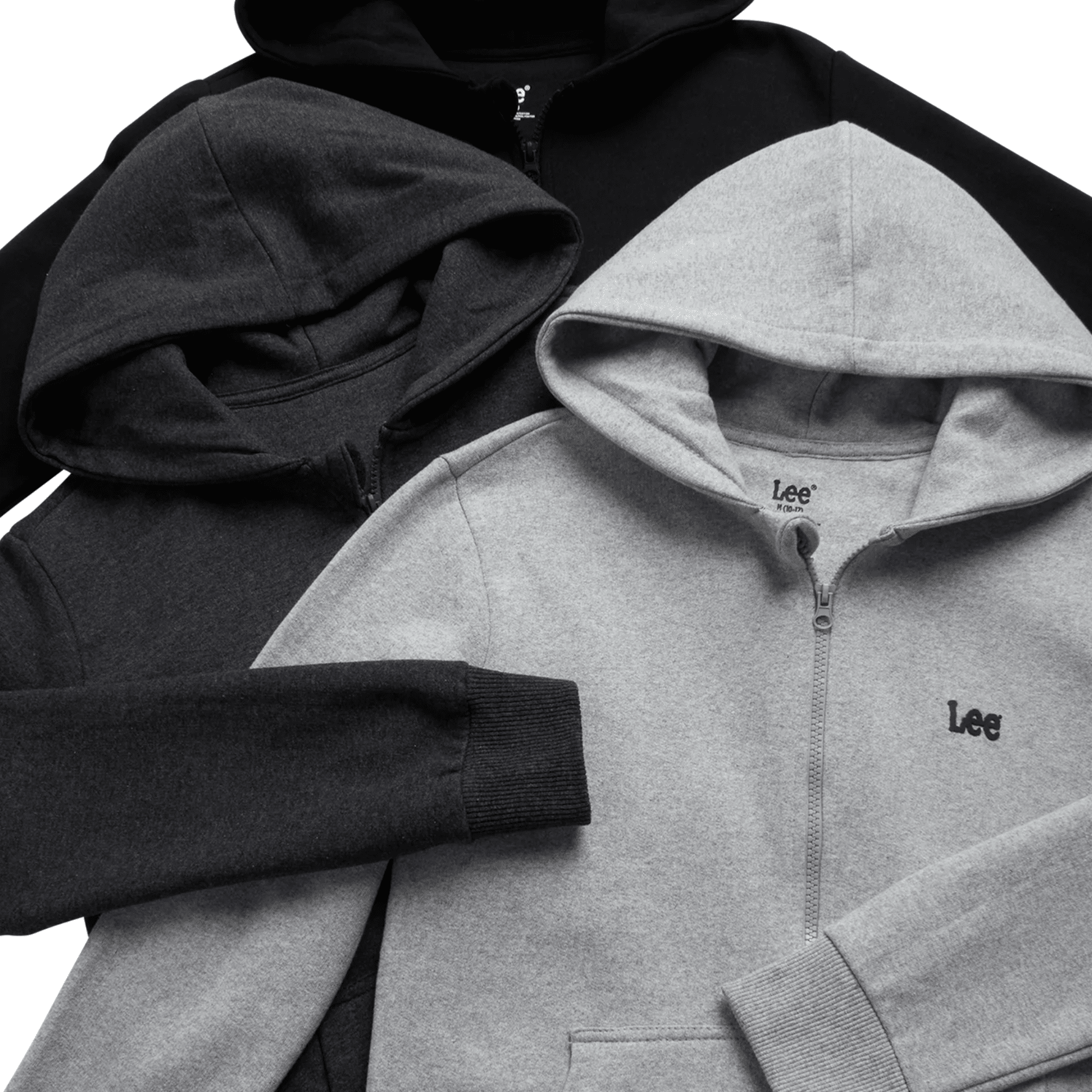 Lee Boys' Zip Up Hoodie - 3 Pack Soft Hooded Sweatshirt for Boys - Cozy Plain Hoodies (Sizes: S-XL)
