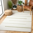 thumbnail image 2 of SAFAVIEH Montauk Oswald Geometric Striped Cotton Area Rug, Ivory/Light Green, 4' x 6', 2 of 9