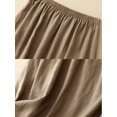 thumbnail image 5 of Women Minimalist Vintage Solid Soft Elastic Waist Pull-on Opaque Non-Sheer Flowy A-Line Midi Skirt Light Coffee L, 5 of 6