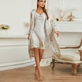 thumbnail image 4 of frariair Pajamas for Women Set Four Seasons Home Clothes Lace Up Nightgown Nightdress Two Pieces Set Thin Style Outside Wear Mid Length Long Sleeve Grey, 4 of 9