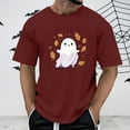 thumbnail image 2 of Tshirts Shirts For Men Halloween Funny Cartoon Ghost Graphic Printed Casual Short Sleeve Crew Neck Tops Summer Fall Outdoor Activities Mens T-Shirts Wine XL, 2 of 4