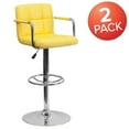 thumbnail image 4 of Flash Furniture Genna 2 Pack Contemporary Yellow Quilted Vinyl Adjustable Height Barstool with Arms and Chrome Base, 4 of 15