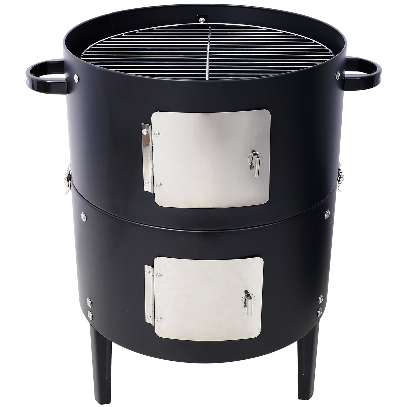 17-Inch Steel Charcoal Smoker, Heavy Duty Round BBQ Grill with Temperature Control, Dual Access Doors & 453 sq. in Cooking Area for Outdoor Cooking, Smoking, Grilling