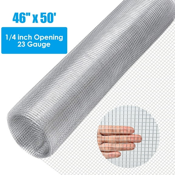 Gymax 46''x 50' 1/4 inch Hardware Cloth Galvanized Chicken Wire Welded Fence Mesh Roll
