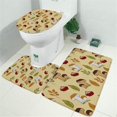 thumbnail image 2 of Colorful Mushroom Berry Leaf Beige Pattern Bathroom Rugs Sets 3 Piece,Toilet Cover Set,Absorbent Non Slip Bathroom Mats Sets with U-Shaped Contour Rug Toilet Rug Set, 2 of 5