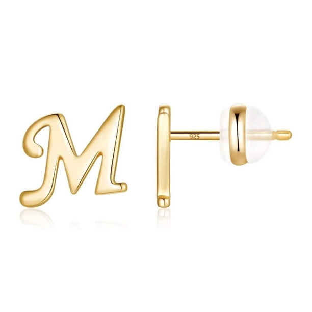 Xihbxyly Pendientes de Oro con 26 Letras Del Alfabeto y Acabado Chapado En Oro para Mujer
