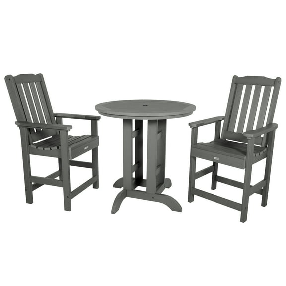 Highwood's 36" Round 3-pc Lehigh Dining Set - Counter Height, Outdoor, Eco-friendly, Synthetic Wood