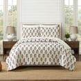 thumbnail image 7 of Laurel & Mayfair Block Print Mughal Flower Cream 3-Piece Cotton Voile Quilt Set, Full/Queen, 7 of 7