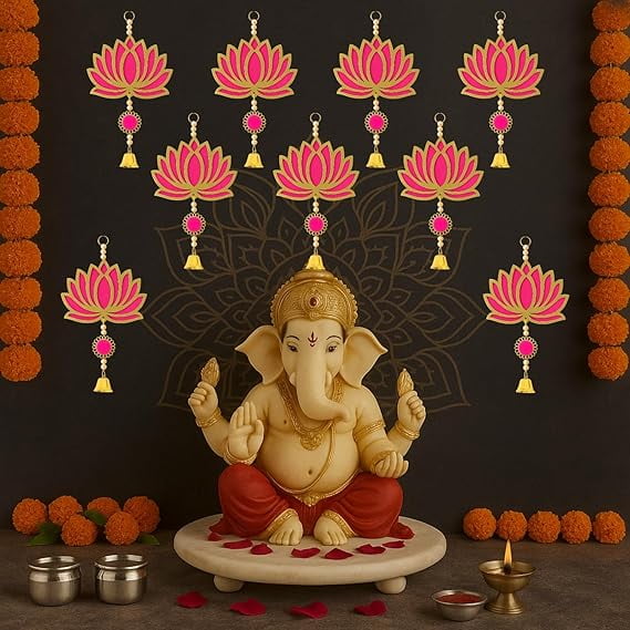 Home Pooja Deocration Items for All Festivals Decore - Pink Pack of 10