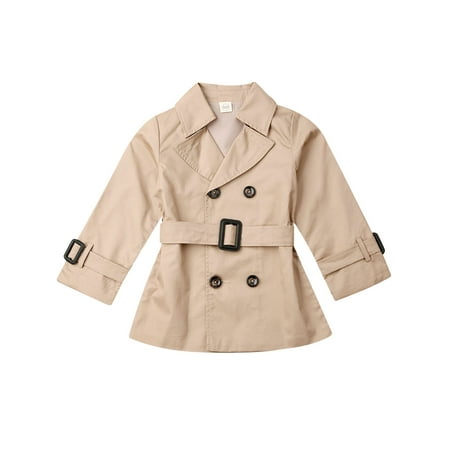 

Sunisery Toddler Baby Girl Boy British Trench Coat Double Breasted Windbreaker Spring Fall Jacket Outerwear Khaki 3-4 Years
