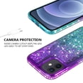 thumbnail image 5 of Compatible for Apple iPhone 12 Mini Case, with Tempered Glass Screen Protector SOGA Diamond Liquid Quicksand Cover Cute Girl Women Phone Case - Teal/Purple, 5 of 5
