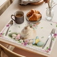 thumbnail image 3 of Easter Cute Bunny Placemats Set of 8 Eggs Spring Daisy Flowers Vintage Place Mats Indoor Wipeable Table Mats Washable Cloth Dining Table Placemats for Kitchen Holiday Party Home Decor 13x19 Inch, 3 of 9