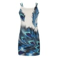 thumbnail image 4 of Wycnly Dresses for Women 2024 Summer Sleeveless V-Neck Feather Print Casual Short Sundress Beach Slim Spaghetti Strap Tunic Mini Sun Dresses Light Blue m Clothes, 4 of 5