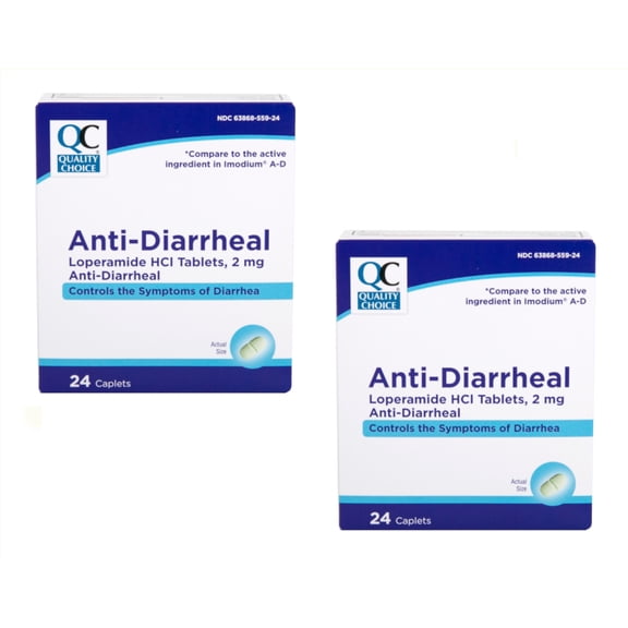 Quality Choice Natural Lopermaide HCI Over-the-Counter Medicine Caplet for Diarrhea, Traveler's Diarrhea 2 Pack 24 Count