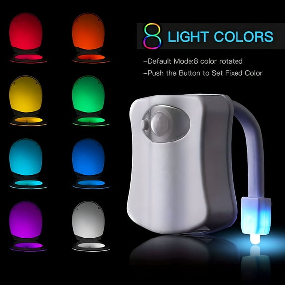 HIBIBUD Toilet Night Light Motion Sensor,8-Color Changing Toilet Bowl Light,LED Nightlight For Bathroom Decor