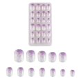 thumbnail image 1 of 24 uñas postizas para niños, color morado degradado, prepegadas, cortas, ovaladas, cobertura total, artificiales, acrílicas, holográficas y con purpurina, para niñas pequeñas., 1 of 1