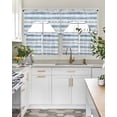 thumbnail image 5 of Blue White Stripe Kitchen Curtains Swag Valance and Tier Curtains Set 36 Inch Length, Modern Abstract Geometric Stripes Rod Pocket Drape Panels Pair Swag Curtain for Bathroom/Cafe/Window, 5 of 6