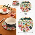 thumbnail image 3 of SKYSONIC Cute Summer Flamingo Pot Holders Trivets, 2 Pcs Heat Resistant Trivets,Tropical Palm Leaves Cotton Thread Weave Mats for Hot Pads Pans Pot Bowl Teapot for Kitchen Decor, 3 of 7