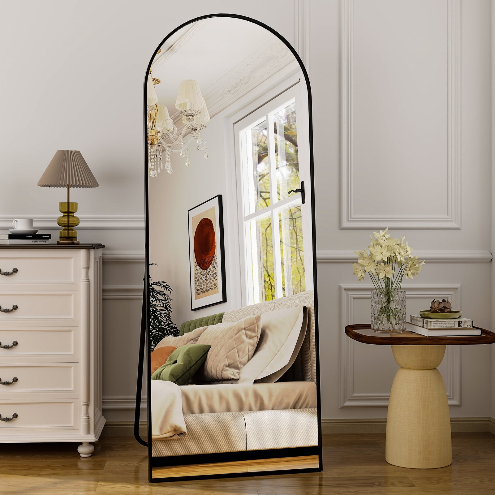 AUROMIR 71"x26" Arched Full Length Mirror Standing Full Body Floor Mirror,Black