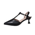 thumbnail image 2 of Aobny Heels Shoes for Women Closed Toe Heels High Heels Thin Closed Pointed Toe Shoes Peak Toe Black Soft Toe Buckle Casual Shoes for Women,Size 38, 2 of 9